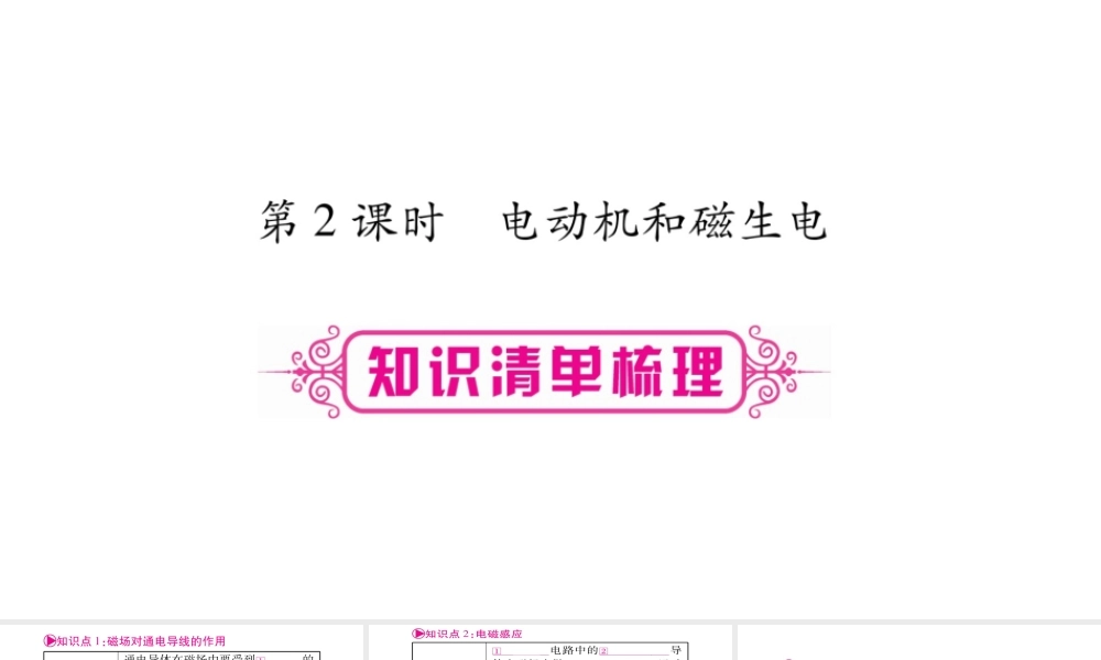 （广西北部湾专版）中考物理总复习 第1篇 教材系统 第21讲 电与磁（第2课时）课件-人教版初中九年级全册物理课件