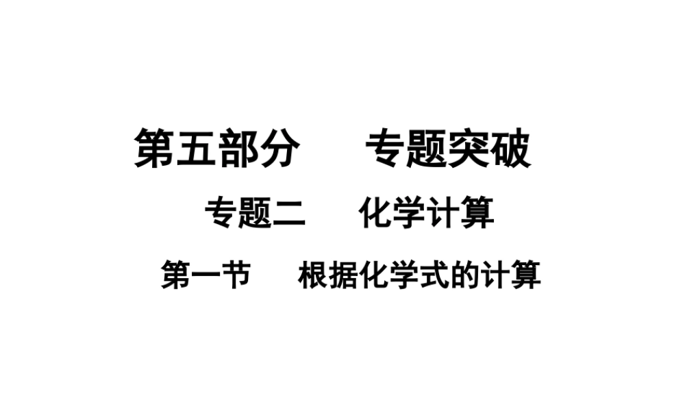 （广东地区）中考化学专题突破复习 第五部分 专题二 化学计算 第一节 根据化学式的计算课件 新人教版-新人教版初中九年级全册化学课件