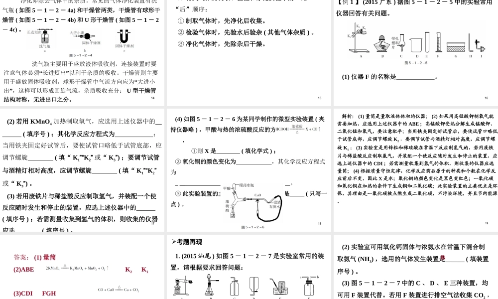 （广东地区）中考化学专题突破复习 第五部分 专题一 科学探究 第二节 常见气体的制取、净化、检验课件 新人教版-新人教版初中九年级全册化学课件
