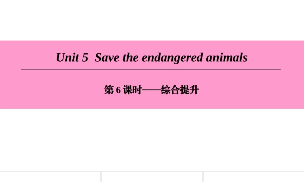 （广州沈阳通用）八年级英语下册 Unit 5 Save the endangered animals（第6课时）综合提升课件 牛津深圳版-牛津深圳版初中八年级下册英语课件