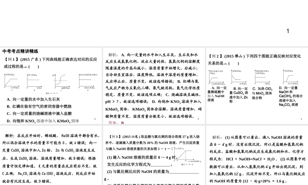 （广东地区）中考化学专题突破复习 第五部分 专题一 科学探究 第七节 图象坐标题课件 新人教版-新人教版初中九年级全册化学课件