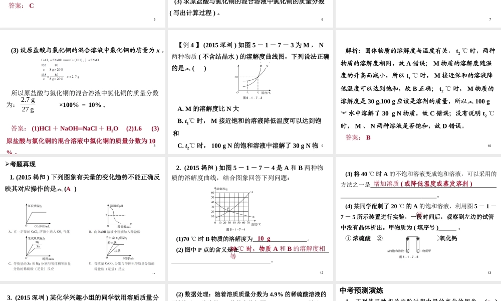 （广东地区）中考化学专题突破复习 第五部分 专题一 科学探究 第七节 图象坐标题课件 新人教版-新人教版初中九年级全册化学课件