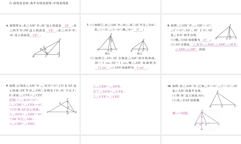 （成都专版）春七年级数学下册 第4章 三角形 1 认识三角形（4）作业课件 （新版）北师大版-（新版）北师大版初中七年级下册数学课件