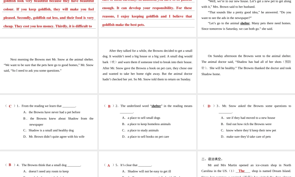 （广州沈阳通用）八年级英语下册 Unit 6 Pets（第5课时）写作课件 牛津深圳版-牛津深圳版初中八年级下册英语课件