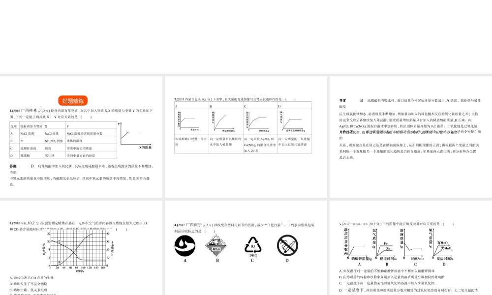 （广西专用）中考化学复习 专题二十 化学图表题（试卷部分）课件-人教版初中九年级全册化学课件
