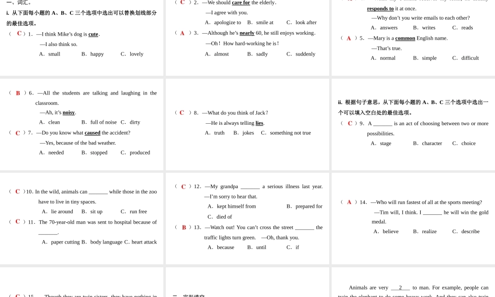 （广州沈阳通用）八年级英语下册 Unit 6 Pets（第6课时）综合提升课件 牛津深圳版-牛津深圳版初中八年级下册英语课件