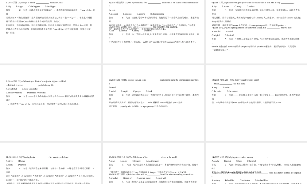 （广东地区）中考英语复习 专题六 形容词（试卷部分）课件-人教版初中九年级全册英语课件