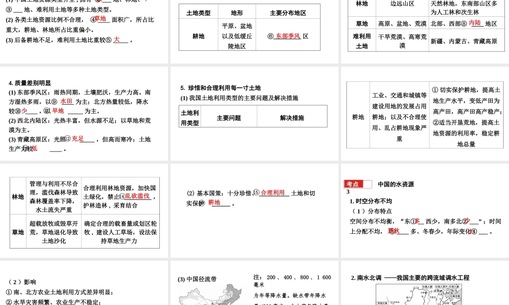 （新疆地区）中考地理总复习 八上 第三章 中国的自然资源基础知识梳理课件-人教版初中九年级全册地理课件