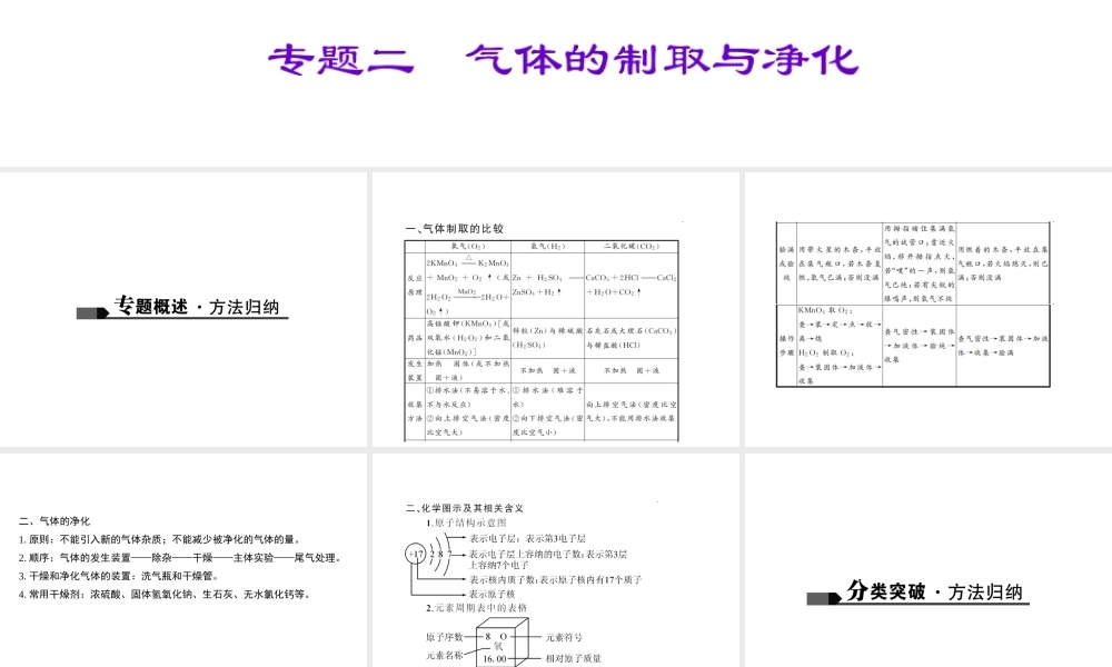 （广西地区）中考化学总复习 第二篇 专题聚焦 专题二 气体的制取与净化课件-人教版初中九年级全册化学课件