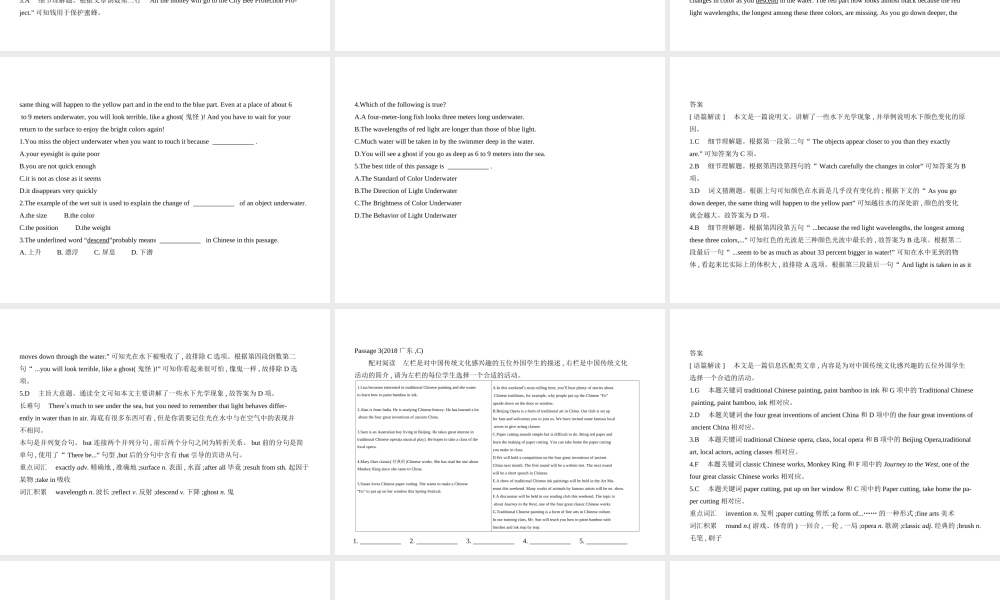 （广东地区）中考英语复习 专题十七 阅读理解（试卷部分）课件-人教版初中九年级全册英语课件
