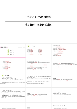 （广州沈阳通用）九年级英语上册 Module 1 Geniuses Unit 2 Great minds（第1课时）核心词汇讲解课件 牛津深圳版-牛津深圳版初中九年级上册英语课件