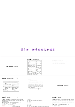 （广西地区）中考化学总复习 第一篇 考点聚焦 第1讲 物质的变化和性质课件-人教版初中九年级全册化学课件
