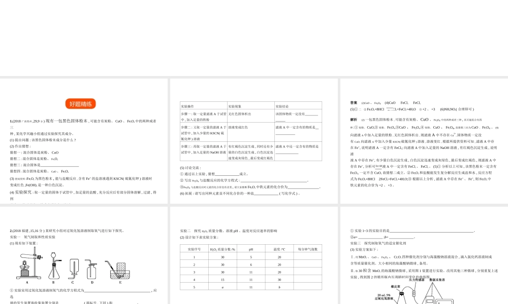 （广西专用）中考化学复习 专题十七 科学探究题（试卷部分）课件-人教版初中九年级全册化学课件