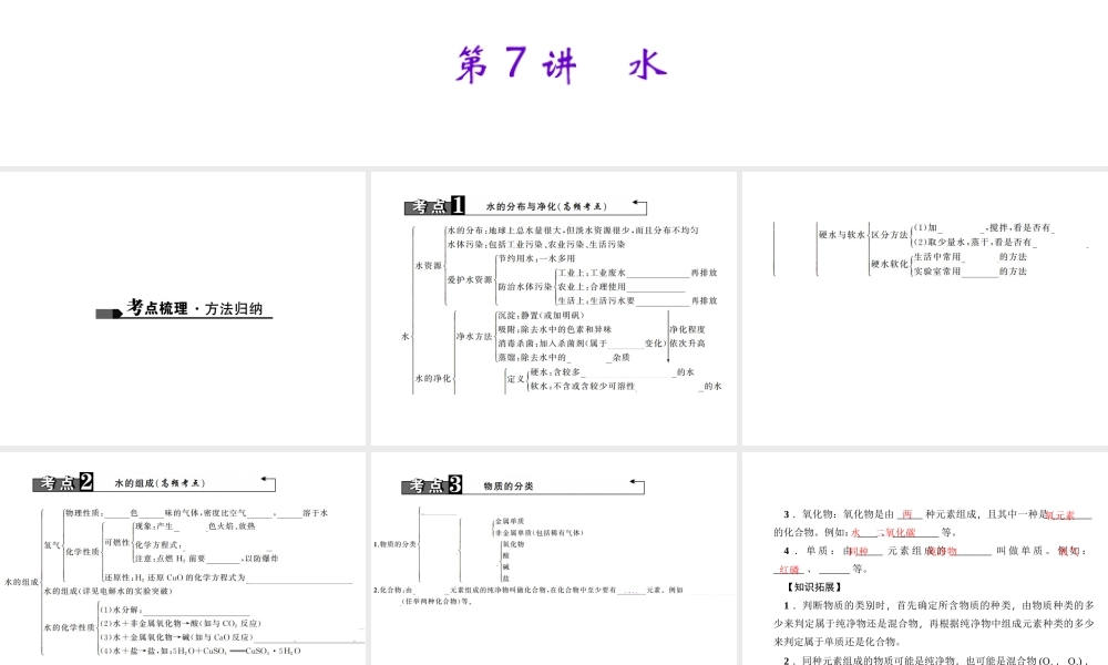 （广西地区）中考化学总复习 第一篇 考点聚焦 第7讲 水课件-人教版初中九年级全册化学课件