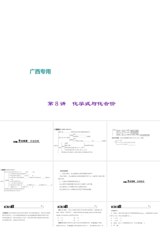 （广西地区）中考化学总复习 第一篇 考点聚焦 第8讲 化学式与化合价课件-人教版初中九年级全册化学课件