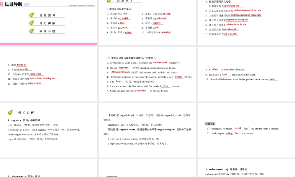 （广州沈阳通用）九年级英语上册 Module 2 Ideas and viewpoints Unit 4 Problems and advice（第1课时）核心词汇讲解课件 牛津深圳版-牛津深圳版初中九年级上册英语课件