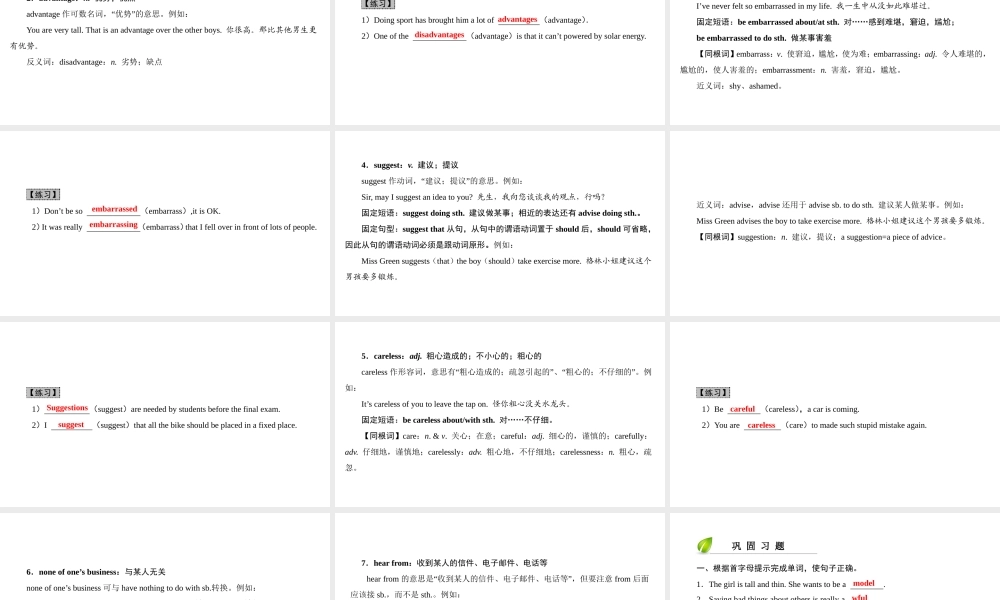 （广州沈阳通用）九年级英语上册 Module 2 Ideas and viewpoints Unit 4 Problems and advice（第1课时）核心词汇讲解课件 牛津深圳版-牛津深圳版初中九年级上册英语课件