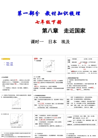 （新疆地区）中考地理总复习 七下 第八章 走近国家（课时一 日本 埃及）基础知识梳理课件-人教版初中九年级全册地理课件