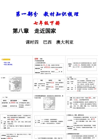 （新疆地区）中考地理总复习 七下 第八章 走近国家（课时四 巴西 澳大利亚）基础知识梳理课件-人教版初中九年级全册地理课件