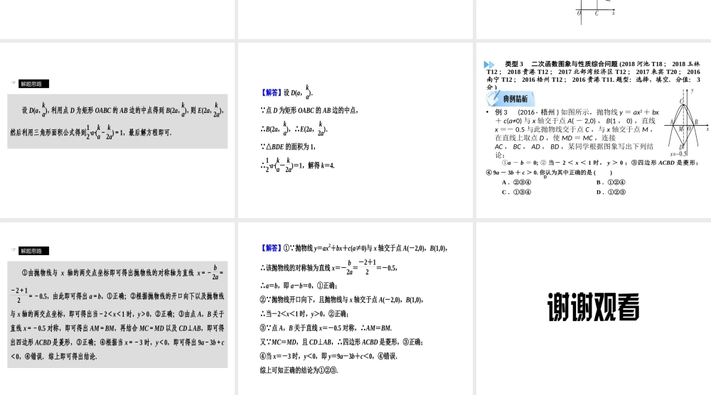 （广西专用）中考数学二轮新优化复习 第二部分 专题综合强化 专题2 函数图象问题课件-人教级全册数学课件