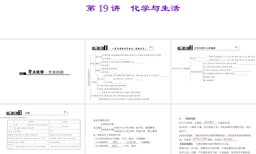 （广西地区）中考化学总复习 第一篇 考点聚焦 第19讲 化学与生活课件-人教版初中九年级全册化学课件