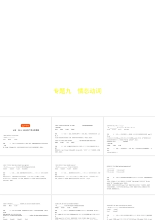 （广西地区）中考英语复习 专题九 情态动词（试卷部分）课件-人教版初中九年级全册英语课件