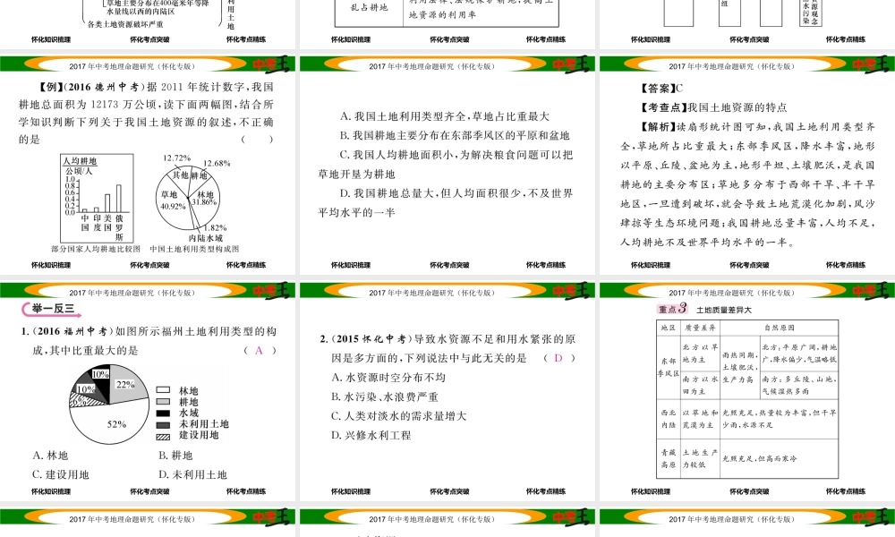 （怀化专版）春中考地理 八上 第三章 中国的自然资源课件-人教版初中九年级全册地理课件