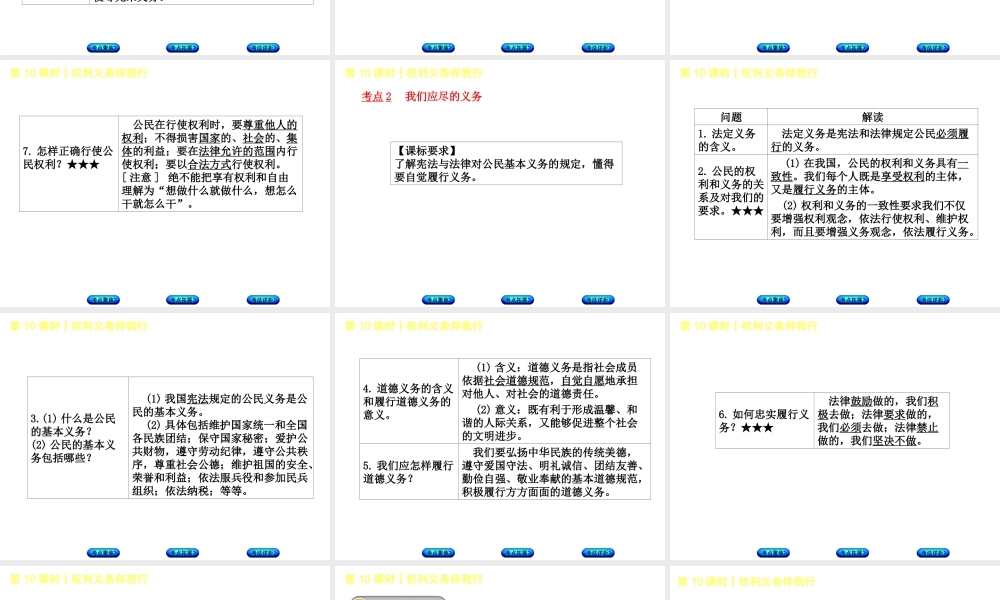 （新疆专版）中考政治 教材基础复习 第三单元 八下 第10课时 权利义务伴我行课件-人教版初中九年级全册政治课件