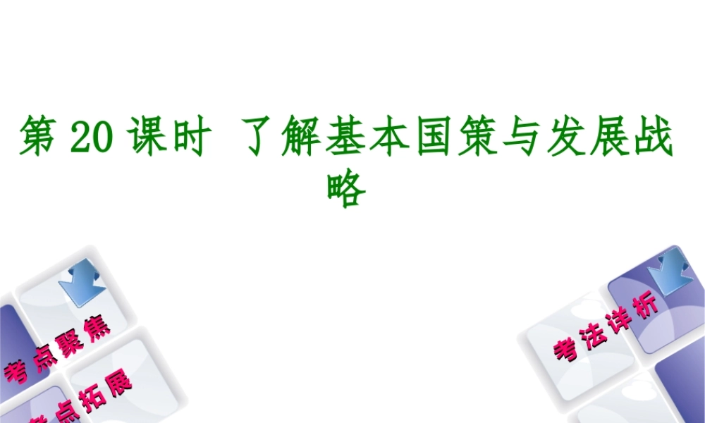 （新疆专版）中考政治 教材基础复习 第四单元 九年级全一册 第20课时 了解基本国策与发展战略课件-人教版初中九年级全册政治课件