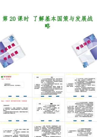 （新疆专版）中考政治 教材基础复习 第四单元 九年级全一册 第20课时 了解基本国策与发展战略课件-人教版初中九年级全册政治课件