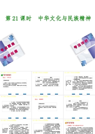 （新疆专版）中考政治 教材基础复习 第四单元 九年级全一册 第21课时 中华文化与民族精神课件-人教版初中九年级全册政治课件
