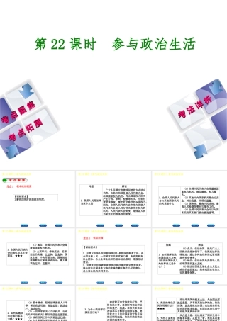 （新疆专版）中考政治 教材基础复习 第四单元 九年级全一册 第22课时 参与政治生活课件-人教版初中九年级全册政治课件