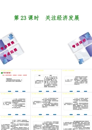 （新疆专版）中考政治 教材基础复习 第四单元 九年级全一册 第23课时 关注经济发展课件-人教版初中九年级全册政治课件