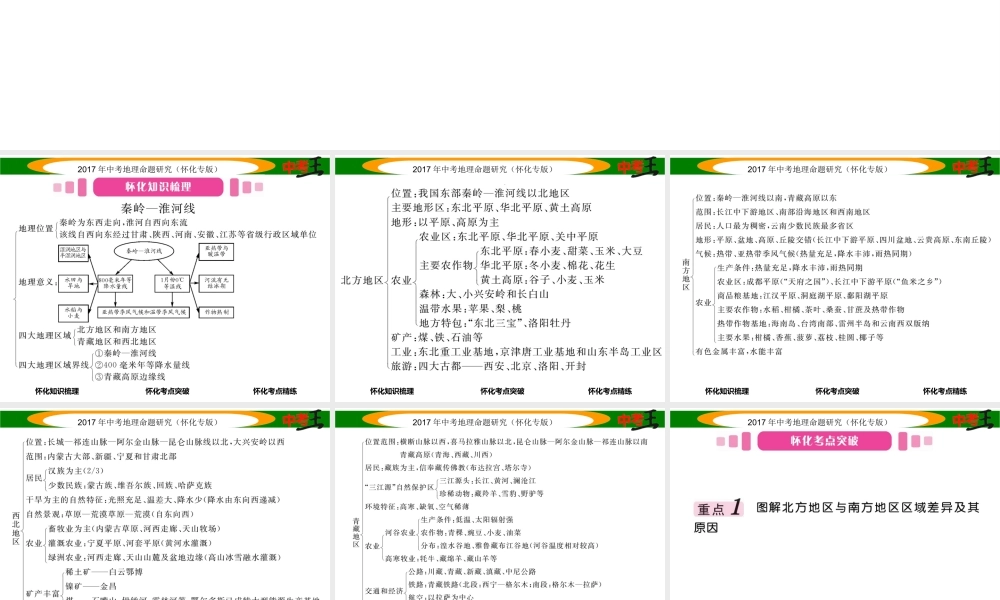 （怀化专版）春中考地理 八下 第五章 中国的地域差异课件-人教版初中九年级全册地理课件