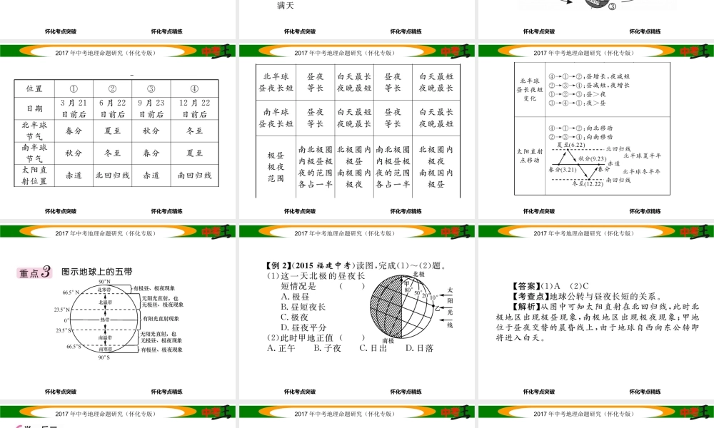 （怀化专版）春中考地理 七上 第二章 地球的面貌（地球的运动）课件-人教版初中九年级全册地理课件