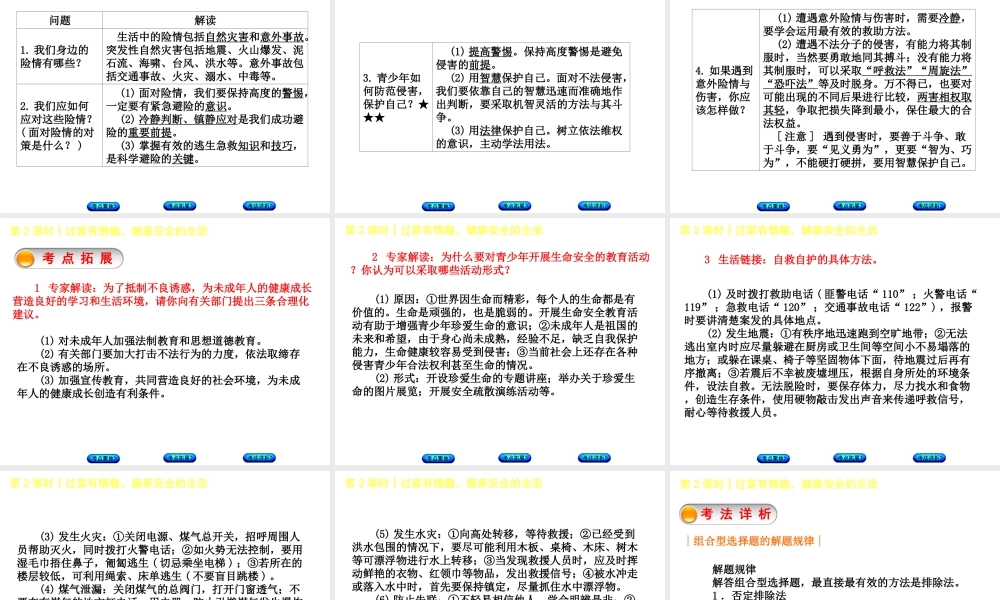 （新疆专版）中考政治 教材基础复习 第一单元 七年级 第2课时 过富有情趣、健康安全的生活课件-人教版初中九年级全册政治课件