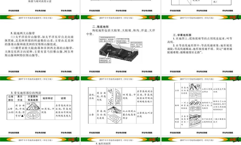 （怀化专版）春中考地理 七上 第二章 地球的面貌（世界的地形）课件-人教版初中九年级全册地理课件