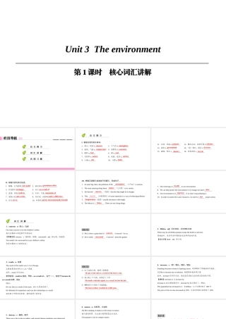 （广州沈阳通用）九年级英语下册 Module 2 Environmental problems Unit 3 The environment（第1课时）核心词汇讲解课件 牛津深圳版-牛津深圳版初中九年级下册英语课件