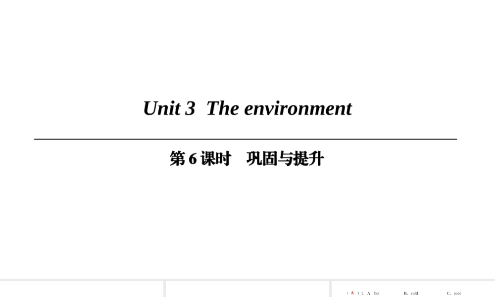 （广州沈阳通用）九年级英语下册 Module 2 Environmental problems Unit 3 The environment（第6课时）巩固与提升课件 牛津深圳版-牛津深圳版初中九年级下册英语课件