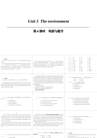 （广州沈阳通用）九年级英语下册 Module 2 Environmental problems Unit 3 The environment（第6课时）巩固与提升课件 牛津深圳版-牛津深圳版初中九年级下册英语课件