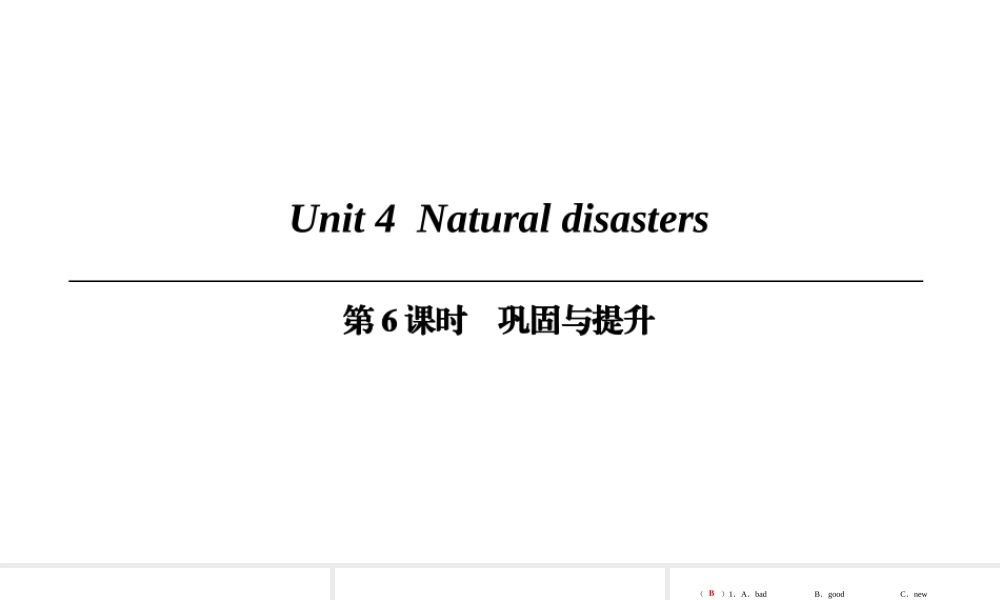 （广州沈阳通用）九年级英语下册 Module 2 Environmental problems Unit 4 Natural disasters（第6课时）巩固与提升课件 牛津深圳版-牛津深圳版初中九年级下册英语课件