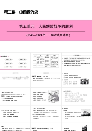 （新课标深圳专用版）中考历史总复习 第二讲 中国近代史 第五单元 人民解放战争的胜利课件-人教版初中九年级全册历史课件