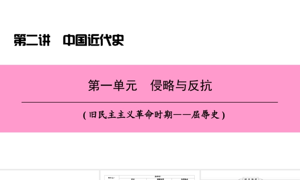 （新课标深圳专用版）中考历史总复习 第二讲 中国近代史 第一单元 侵略与反抗课件-人教版初中九年级全册历史课件