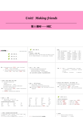 （广州沈阳通用）七年级英语上册 Module 1 My life Unit 1 Making friends（第1课时）词汇课件 牛津深圳版-牛津深圳版初中七年级上册英语课件