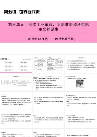（新课标深圳专用版）中考历史总复习 第五讲 世界近代史 第三单元 两次工业革命、明治维新和马克思主义的诞生课件-人教版初中九年级全册历史课件