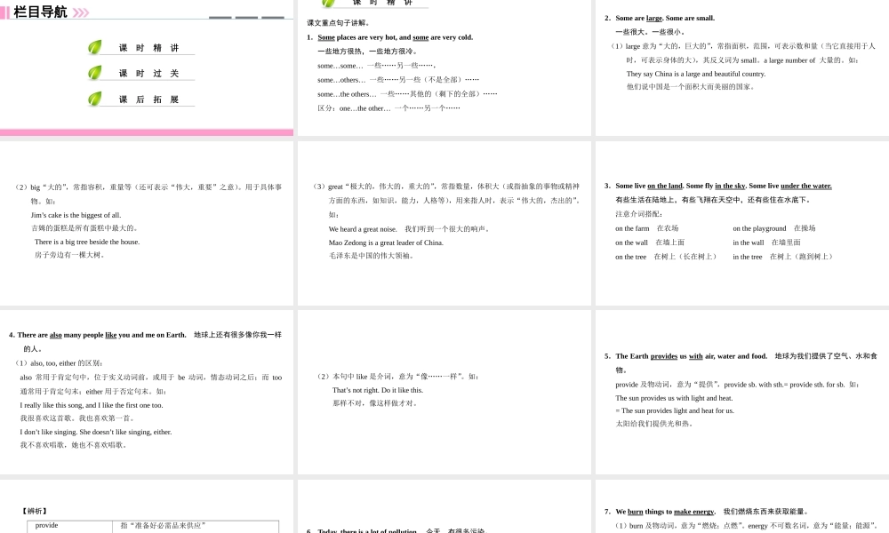 （广州沈阳通用）七年级英语上册 Module 2 The natural world Unit 3 The earth（第2课时）阅读课件 牛津深圳版-牛津深圳版初中七年级上册英语课件
