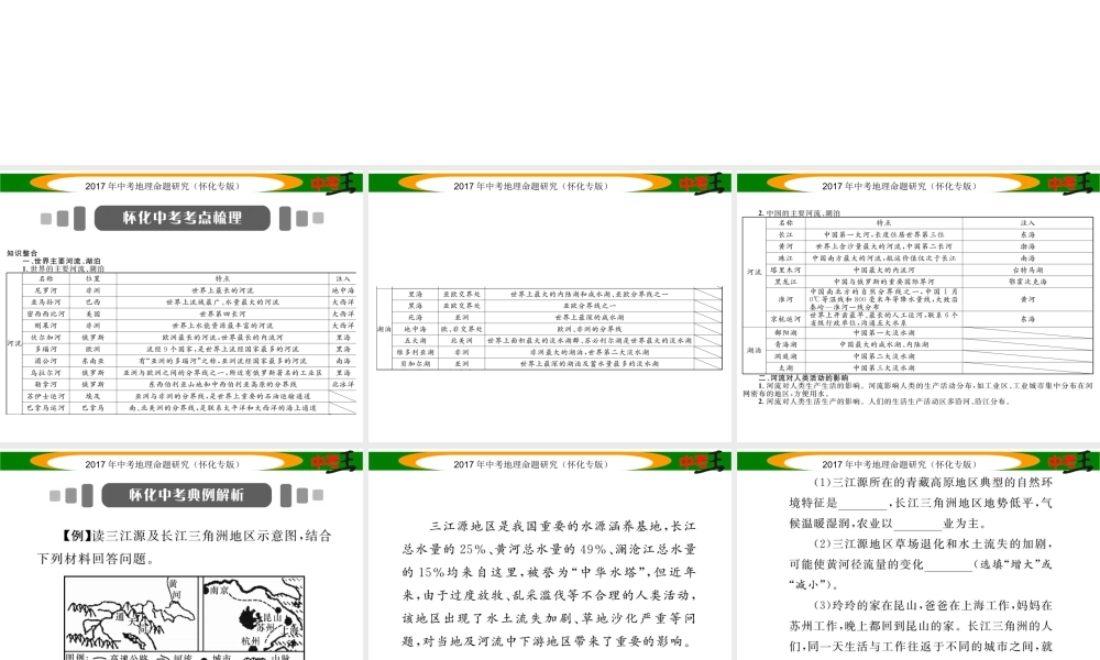 （怀化专版）春中考地理 专题十一 世界主要河流及对人类活动的影响课件-人教版初中九年级全册地理课件