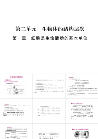 （广西玉林）春中考生物 第2单元 生物体的结构层次复习课件-人教级全册生物课件