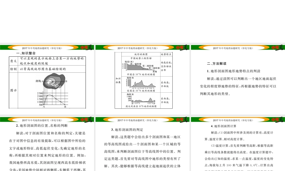 （怀化专版）春中考地理 专题五 地形剖面图课件-人教版初中九年级全册地理课件
