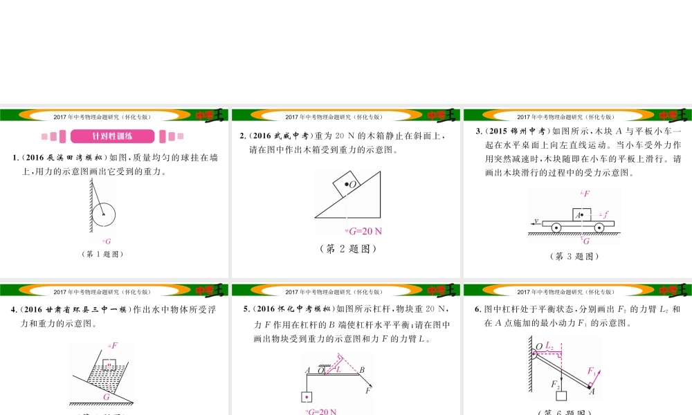 （怀化专版）中考物理命题研究 第二编 重点题型专题突破篇 专题三 作图题（二）力学作图课件-人教版初中九年级全册物理课件